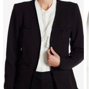 Catherine Malandrino Fringe Trim Open Blazer